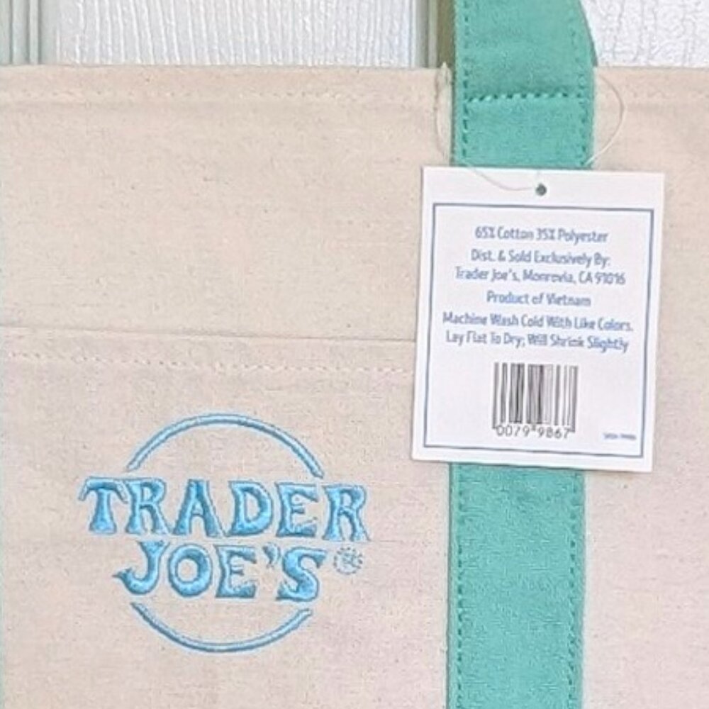 NWT LIMITED RELEASE Trader Joe's Pastel Green Mini Canvas Tote Bag 🛍️ - Picture 3 of 3
